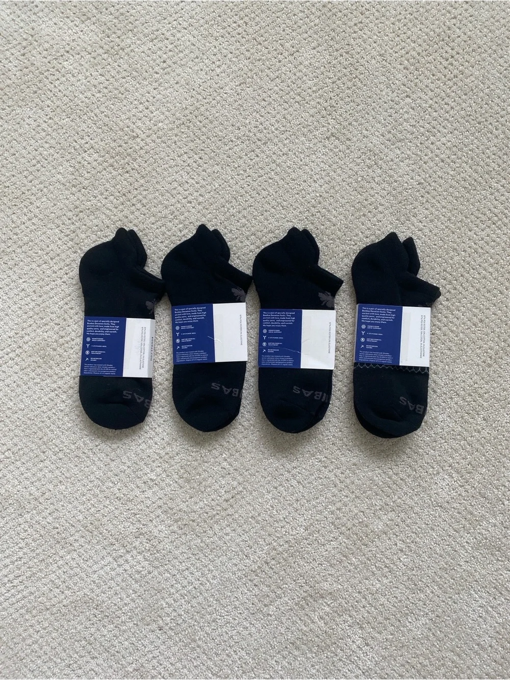 Bombas Men's Ankle No Show Socks - Black (4 Pack)